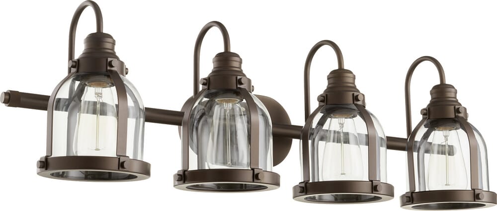 Quorum Transitional 4-Light Bathroom Vanity Light in Oiled Bronze