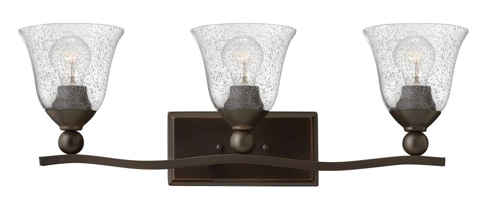 Hinkley Bolla 3-Light Bathroom Vanity Light in Olde Bronze with Clear Glass  Seedy