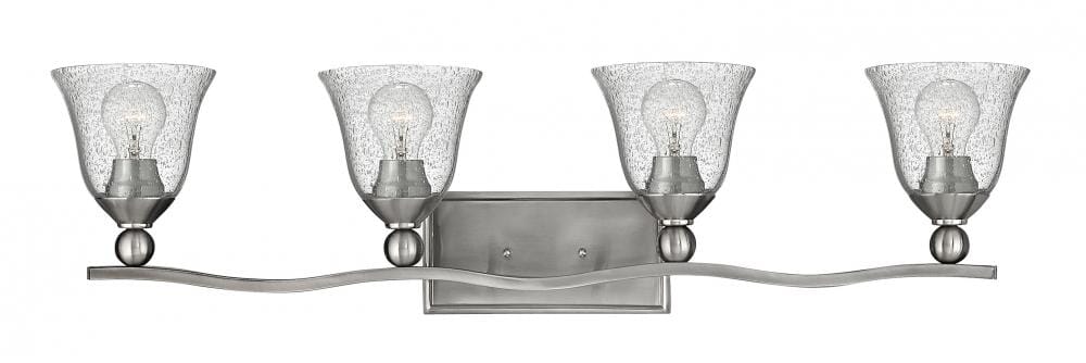 Hinkley Bolla 4-Light Bathroom Vanity Light in Brushed Nickel with Clear Glass