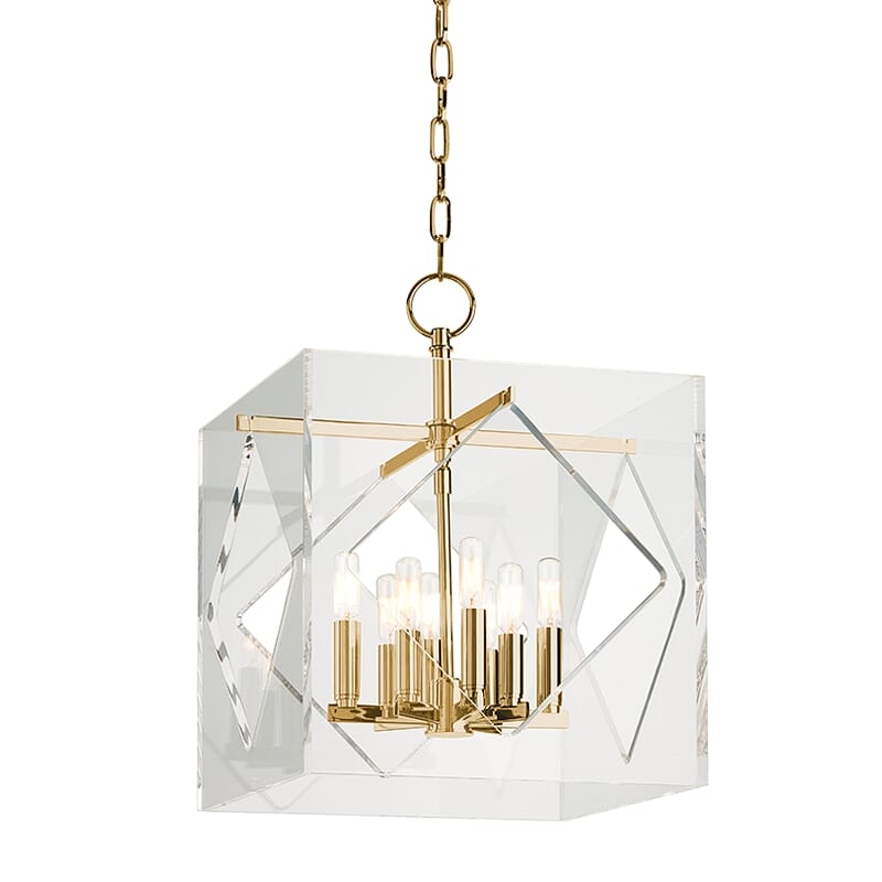 Hudson Valley Travis 8-Light 22" Pendant Light in Aged Brass