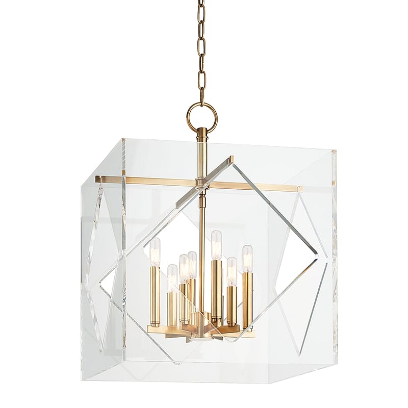 Hudson Valley Travis 8-Light 27" Pendant Light in Aged Brass