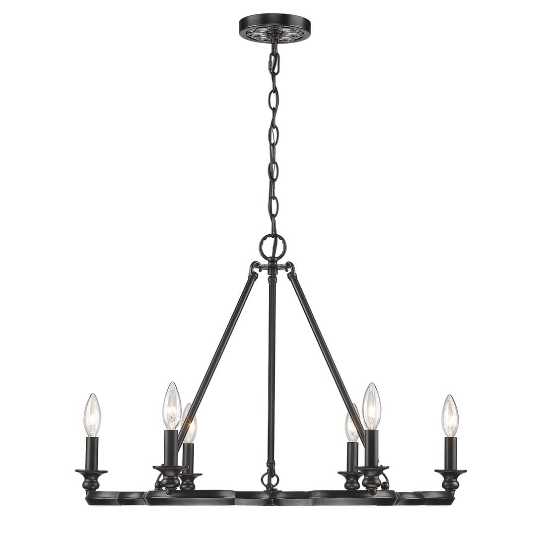 Golden Saxon 6-Light Chandelier in Aged Bronze