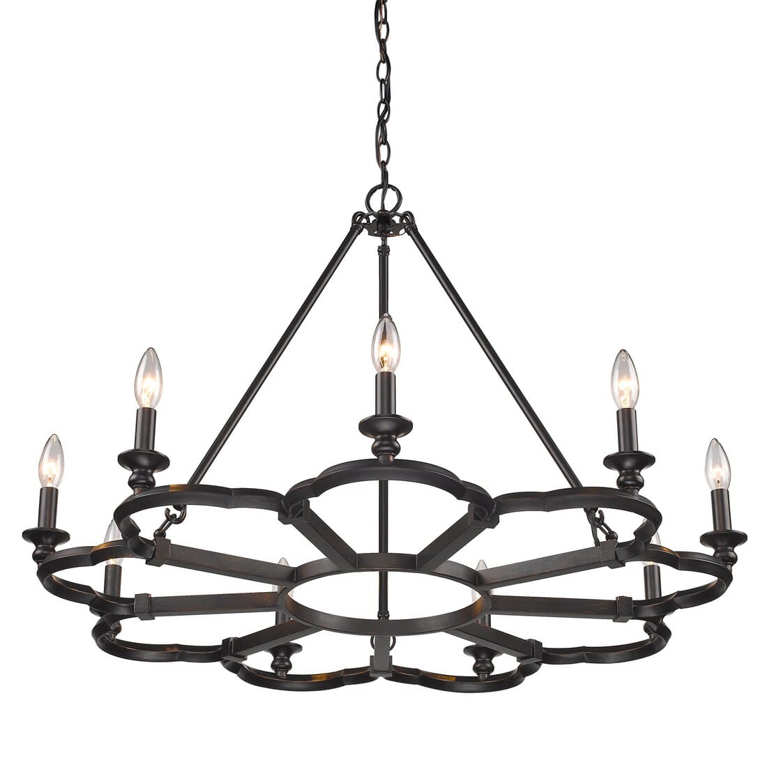 Golden Saxon 9-Light Chandelier in Aged Bronze