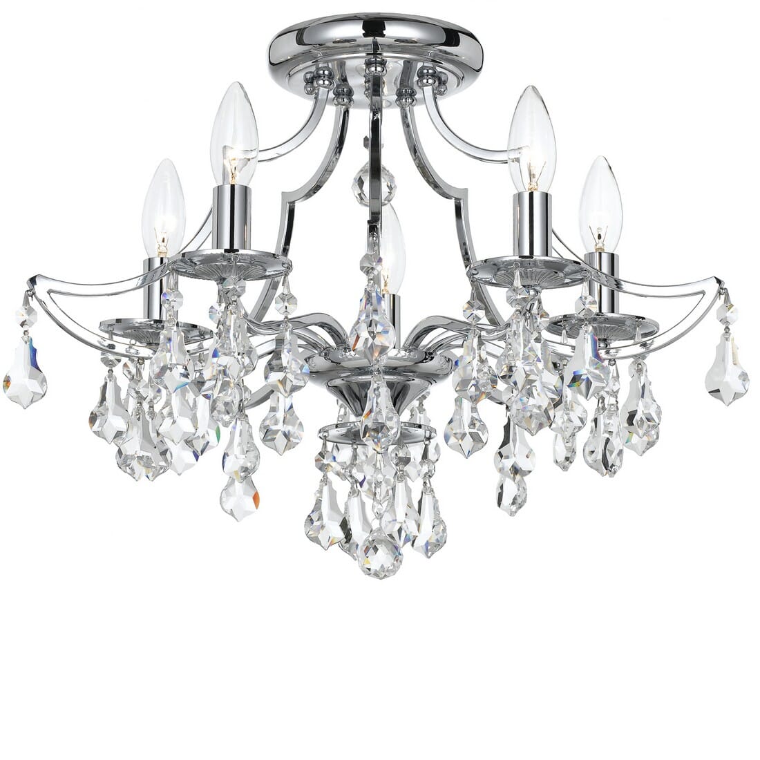 Crystorama Cedar 5-Light 19" Ceiling Light in Polished Chrome with Clear Swarovski Strass Crystals