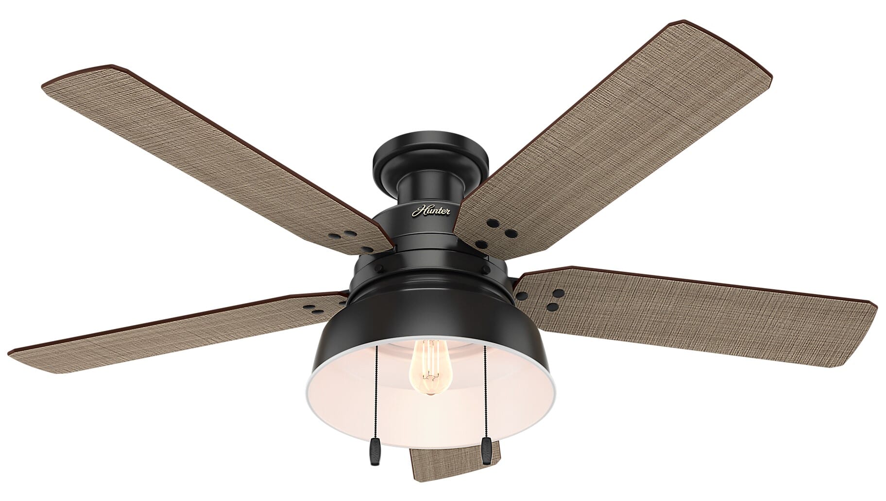 Hunter Mill Valley 52" Indoor/Outdoor Flush Mount Ceiling Fan in Matte Black