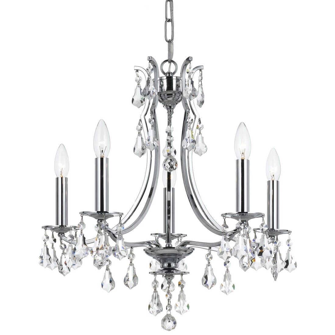 Crystorama Cedar 5-Light 21" Mini Chandelier in Polished Chrome with Clear Swarovski Strass Crystals