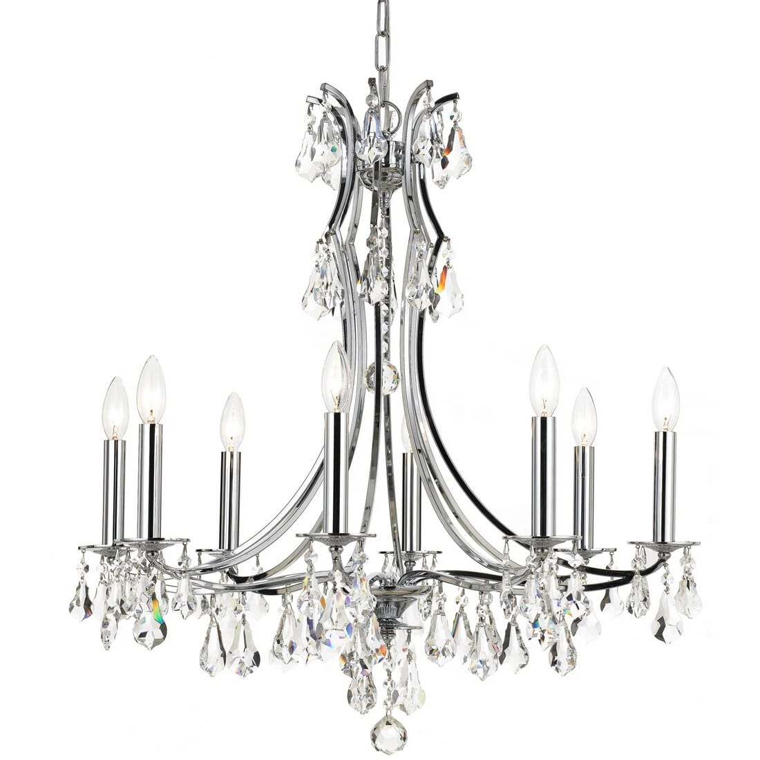 Crystorama Cedar 8-Light 27" Traditional Chandelier in Polished Chrome with Clear Swarovski Strass Crystals