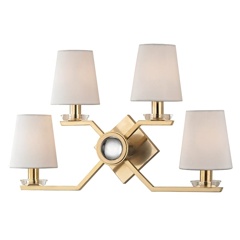 Hudson Valley Baker 4-Light 13" Wall Sconce in Aged Brass