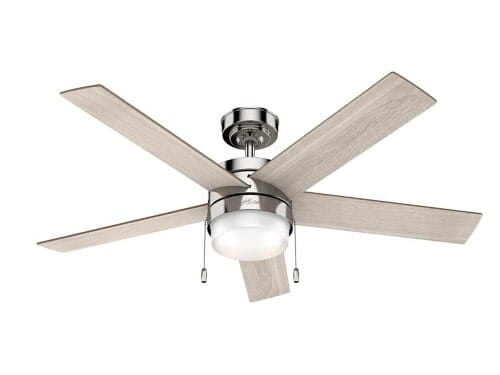 Hunter Claudette 2-Light 52" Ceiling Fan in Polished Nickel