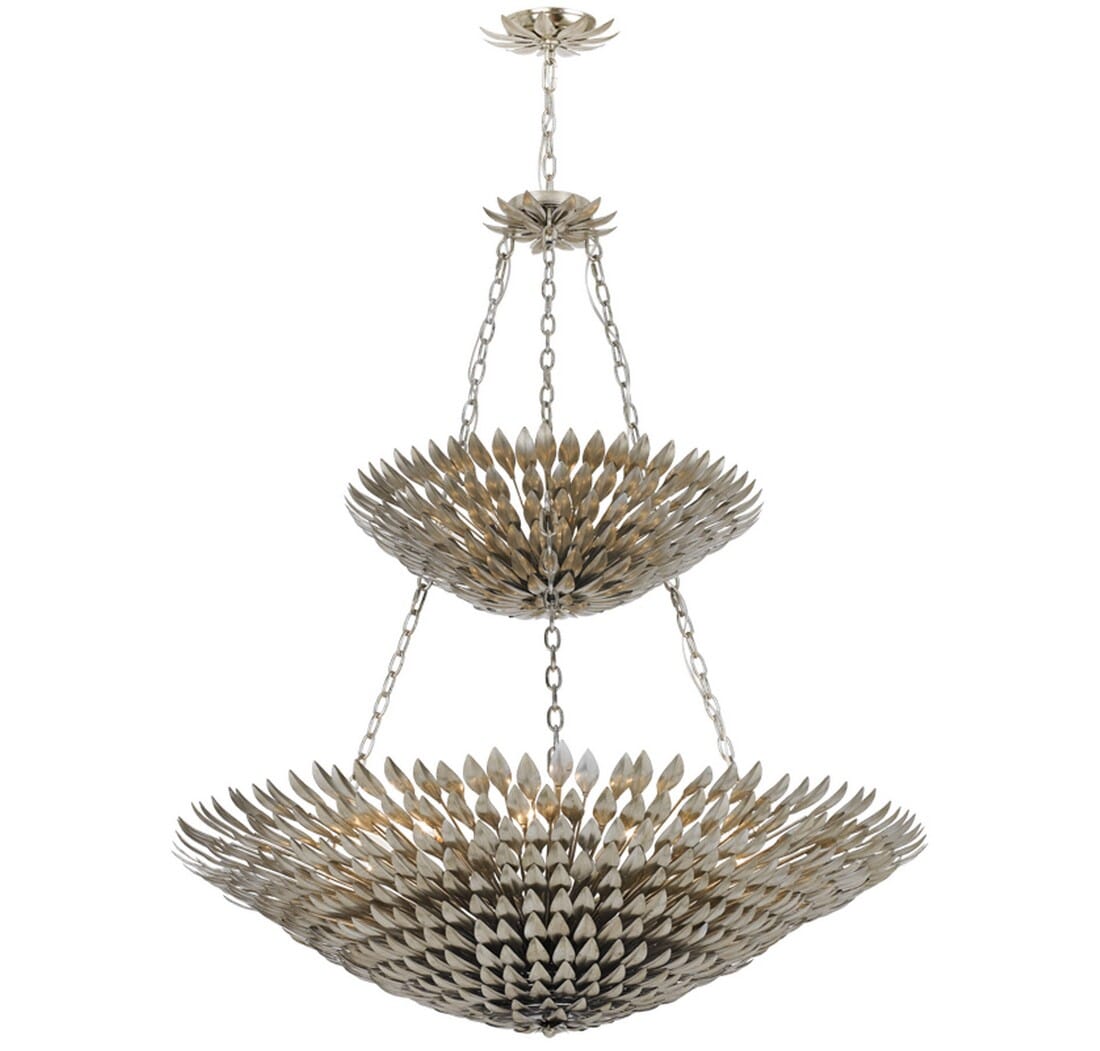 Crystorama Broche 18-Light 47" Traditional Chandelier in Antique Silver