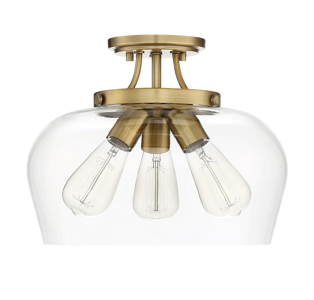 Trade Winds Flynn 3-Light Ceiling Light in Natural Brass