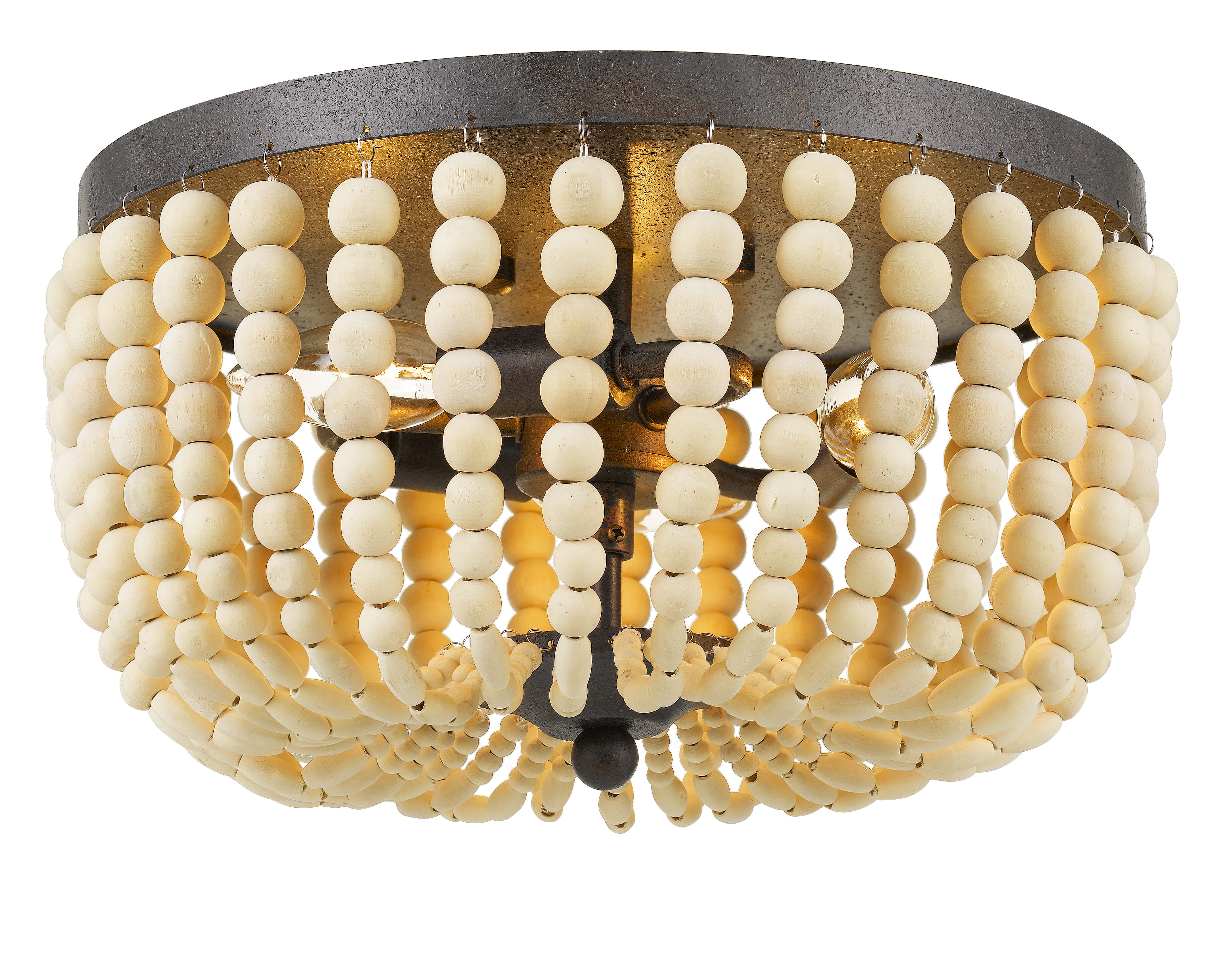 Crystorama Rylee 3-Light 13" Ceiling Light in Forged Bronze with Wood Crystals