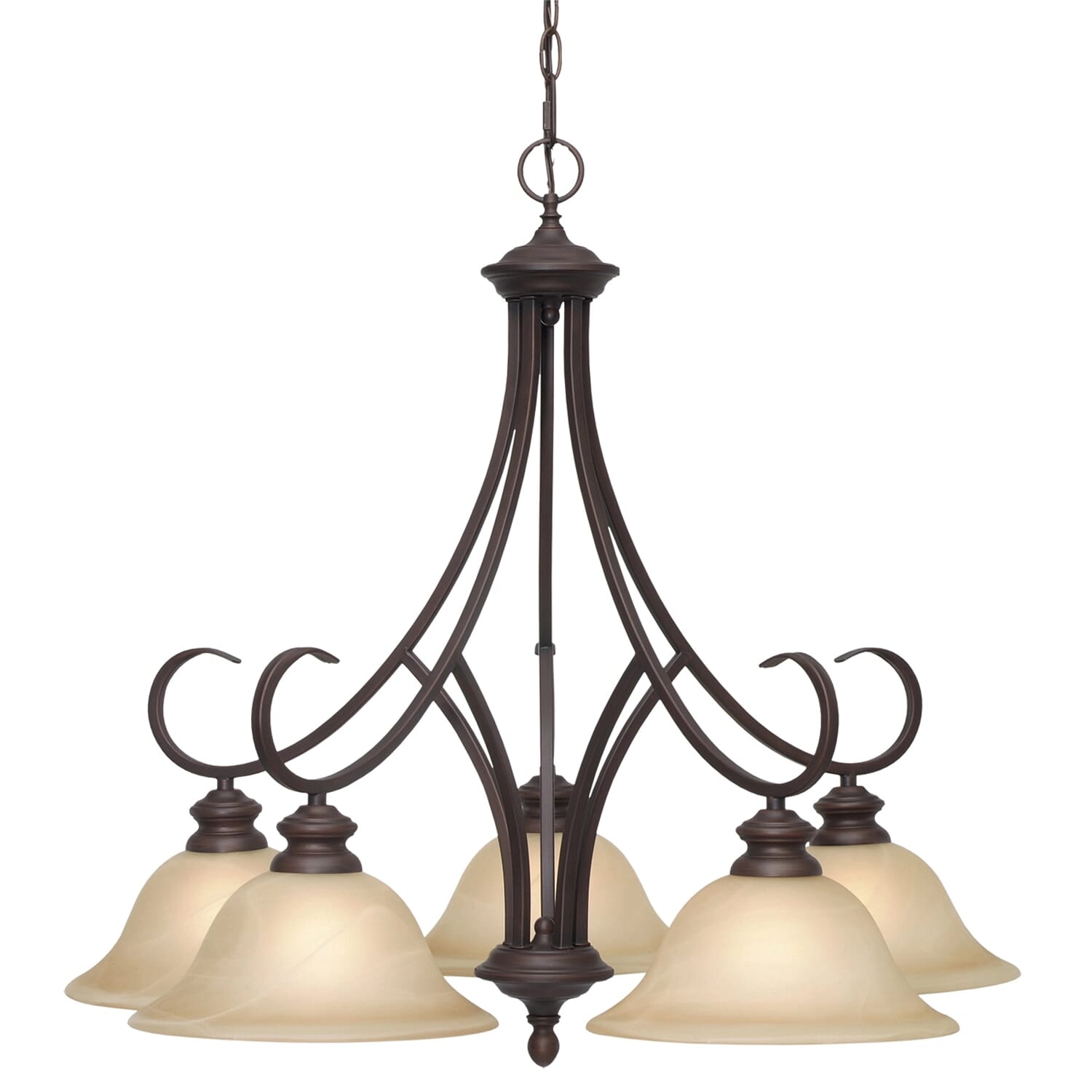 Golden Lancaster 5-Light Chandelier in Rubbed Bronze