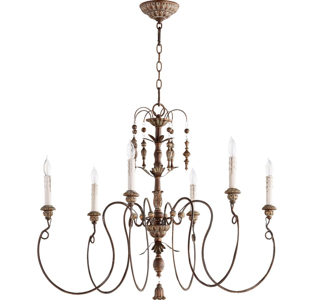 Quorum Salento 6-Light 28" Transitional Chandelier in Vintage Copper