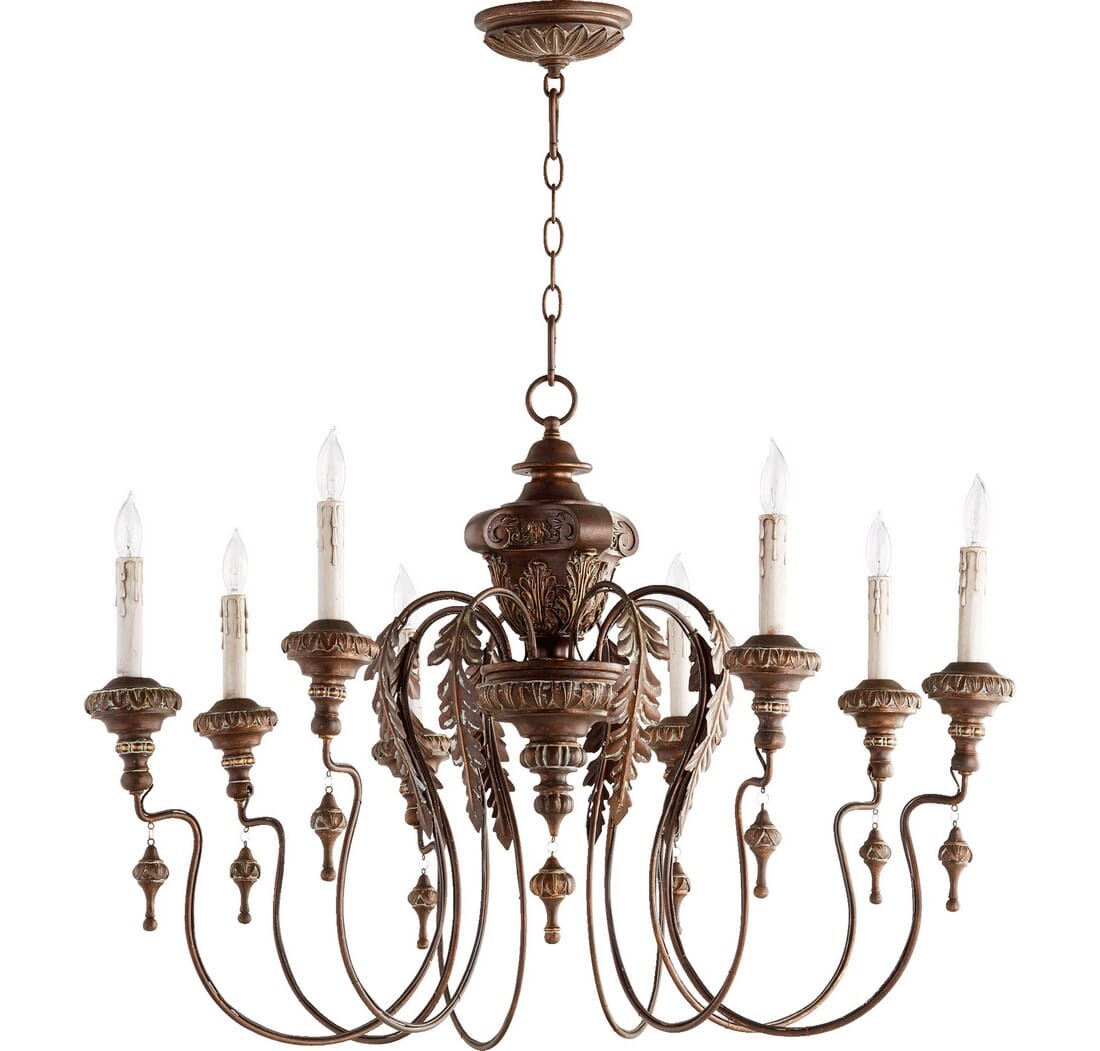 Quorum Salento 8-Light 24" Transitional Chandelier in Vintage Copper