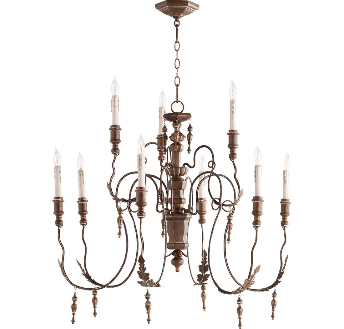 Quorum Salento 9-Light 34" Transitional Chandelier in Vintage Copper