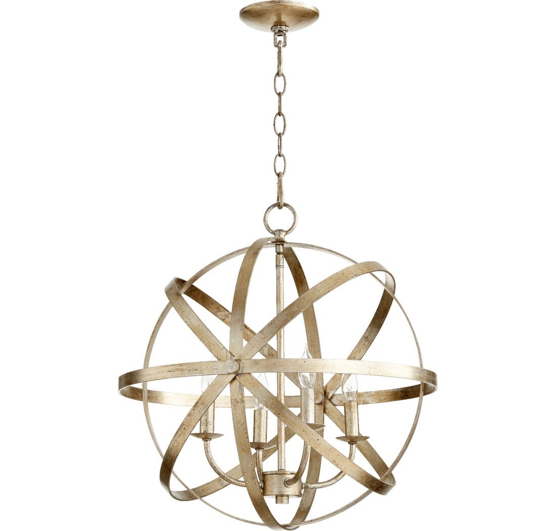 Quorum Celeste 4-Light 21" Transitional Chandelier in Aged Silver Leaf