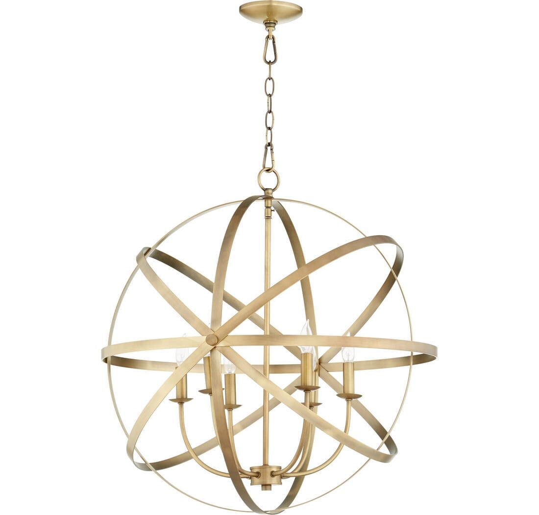 Quorum Celeste 6-Light 27" Transitional Chandelier in Aged Brass