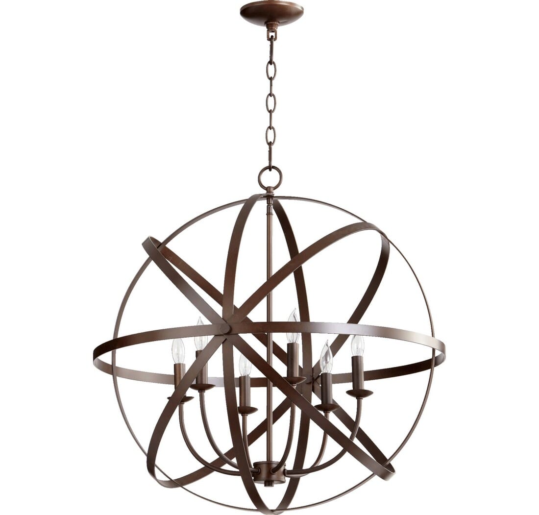 Quorum Celeste 6-Light 27" Transitional Chandelier in Oiled Bronze