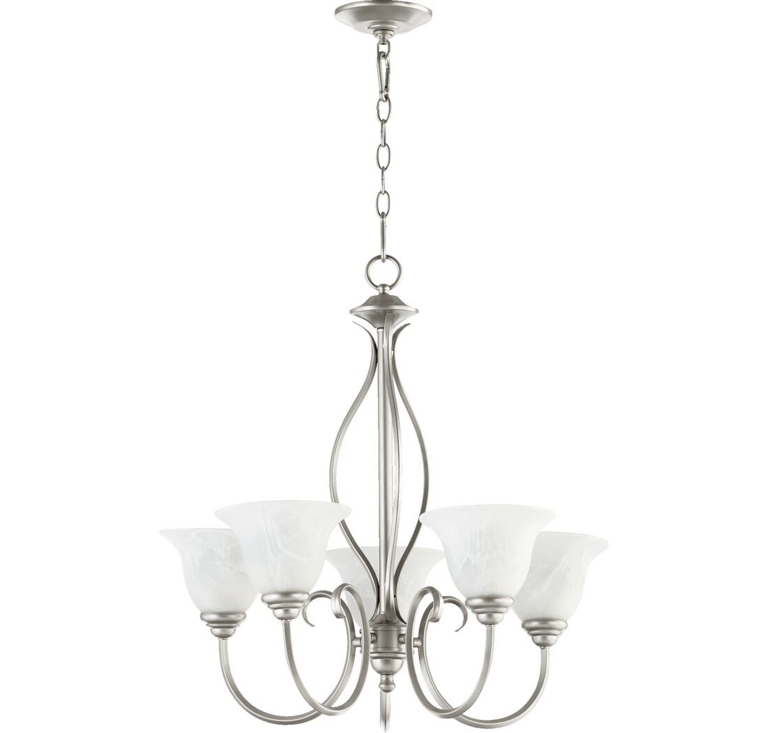 Quorum Spencer 5-Light 25" Transitional Chandelier in Classic Nickel