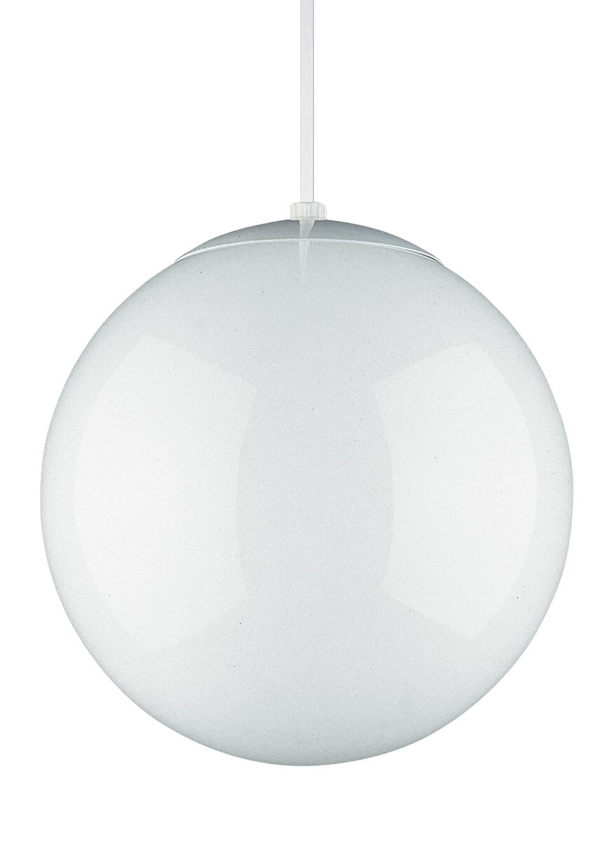 Sea Gull Leo Hanging White Globe Pendant Light in White