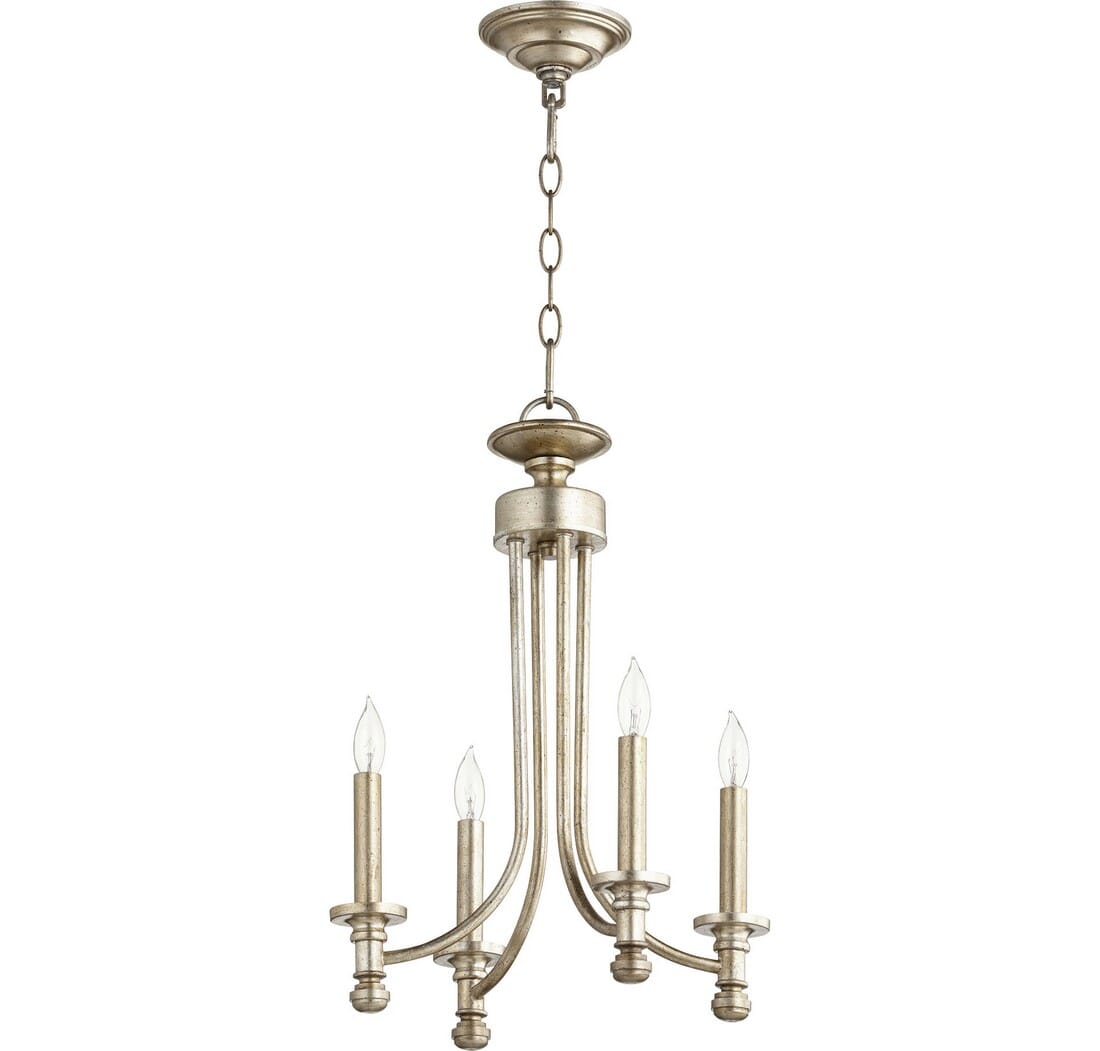 Quorum Rossington 4-Light 20" Transitional Chandelier in Aged Silver Leaf