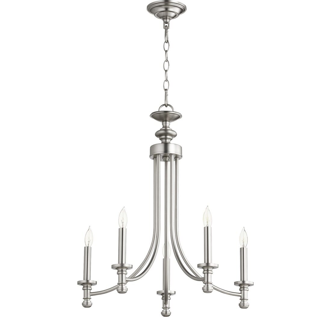 Quorum Rossington 5-Light 25" Transitional Chandelier in Satin Nickel