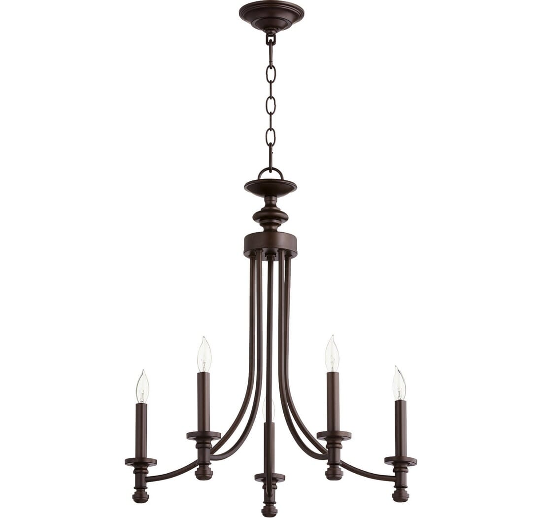 Quorum Rossington 5-Light 25" Transitional Chandelier in Oiled Bronze