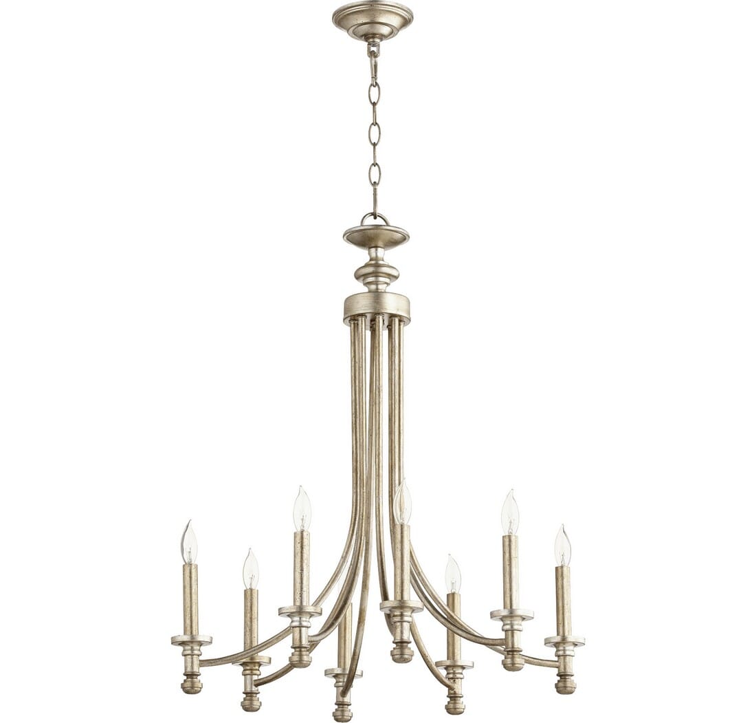 Quorum Rossington 8-Light 29" Transitional Chandelier in Aged Silver Leaf