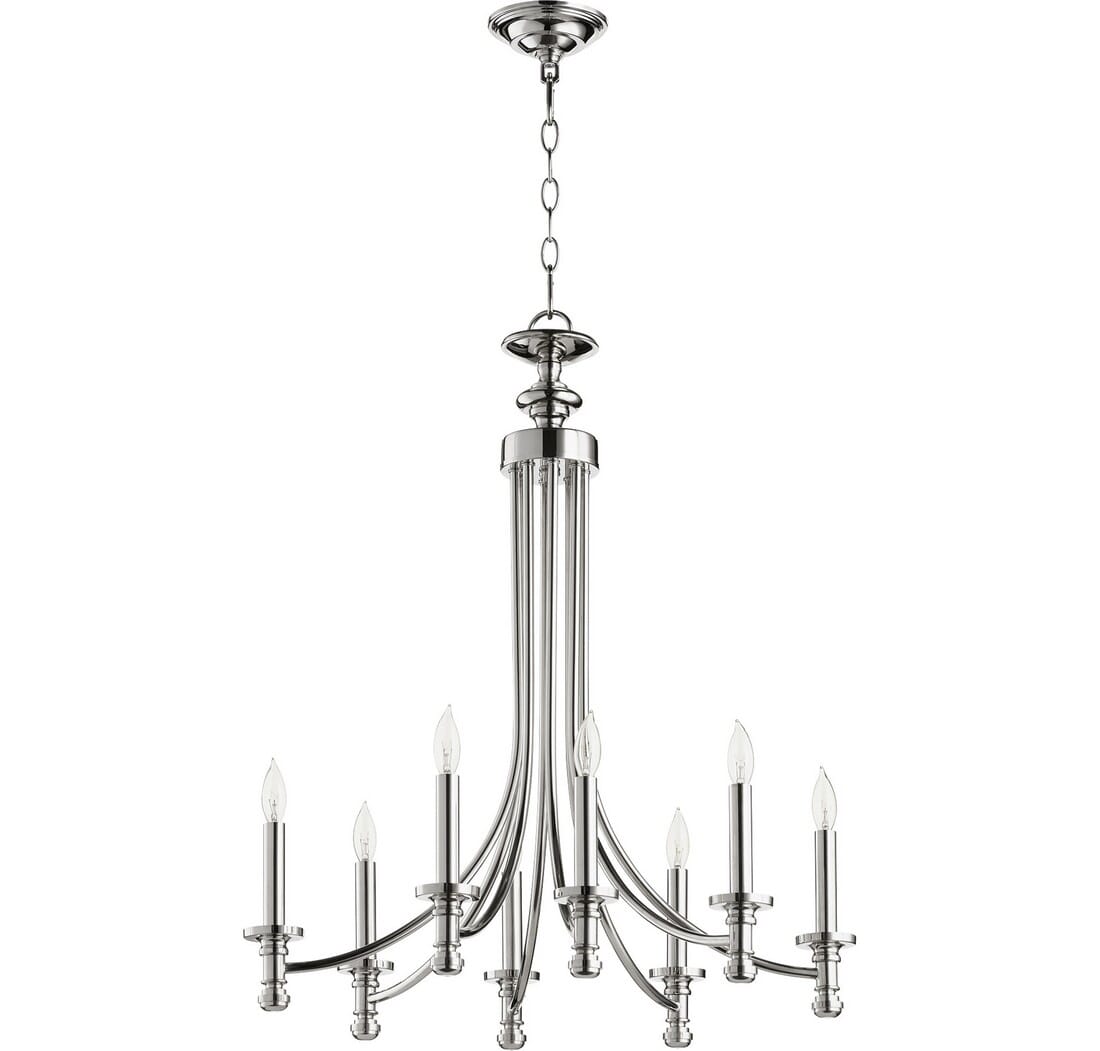 Quorum Rossington 8-Light Chandelier in Polished Nickel