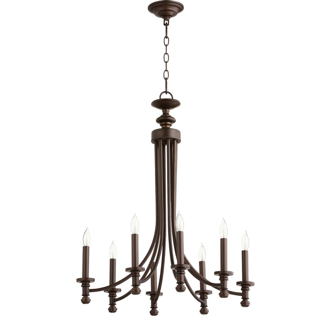 Quorum Rossington 8-Light 29" Transitional Chandelier in Oiled Bronze