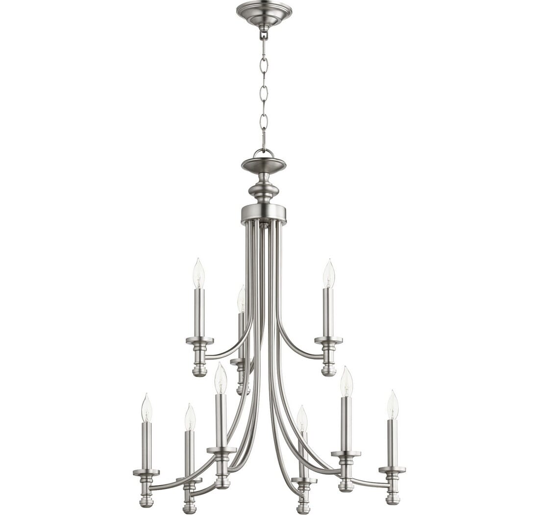 Quorum Rossington 9-Light 31" Transitional Chandelier in Satin Nickel