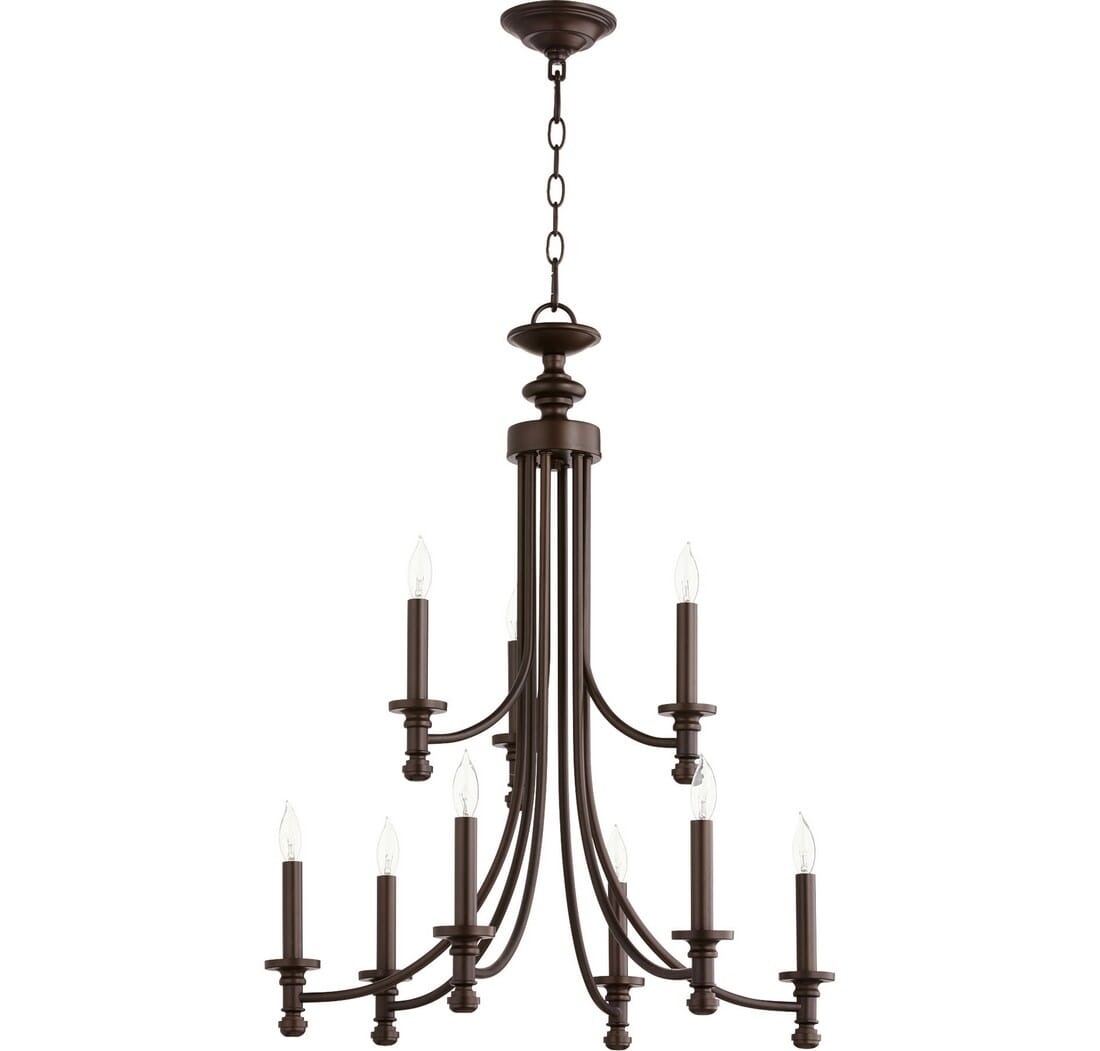 Quorum Rossington 9-Light 31" Transitional Chandelier in Oiled Bronze