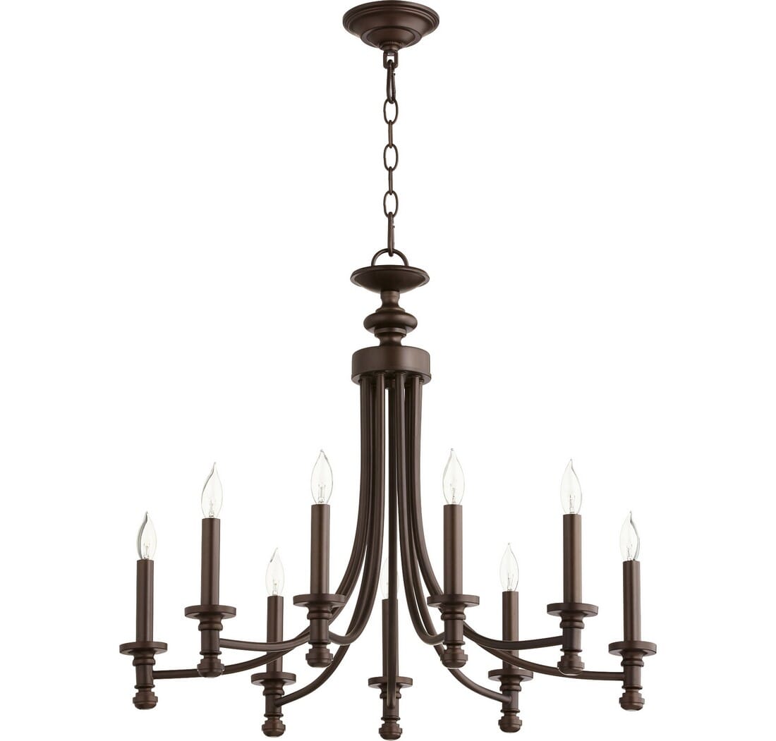 Quorum Rossington 9-Light 24" Transitional Chandelier in Oiled Bronze