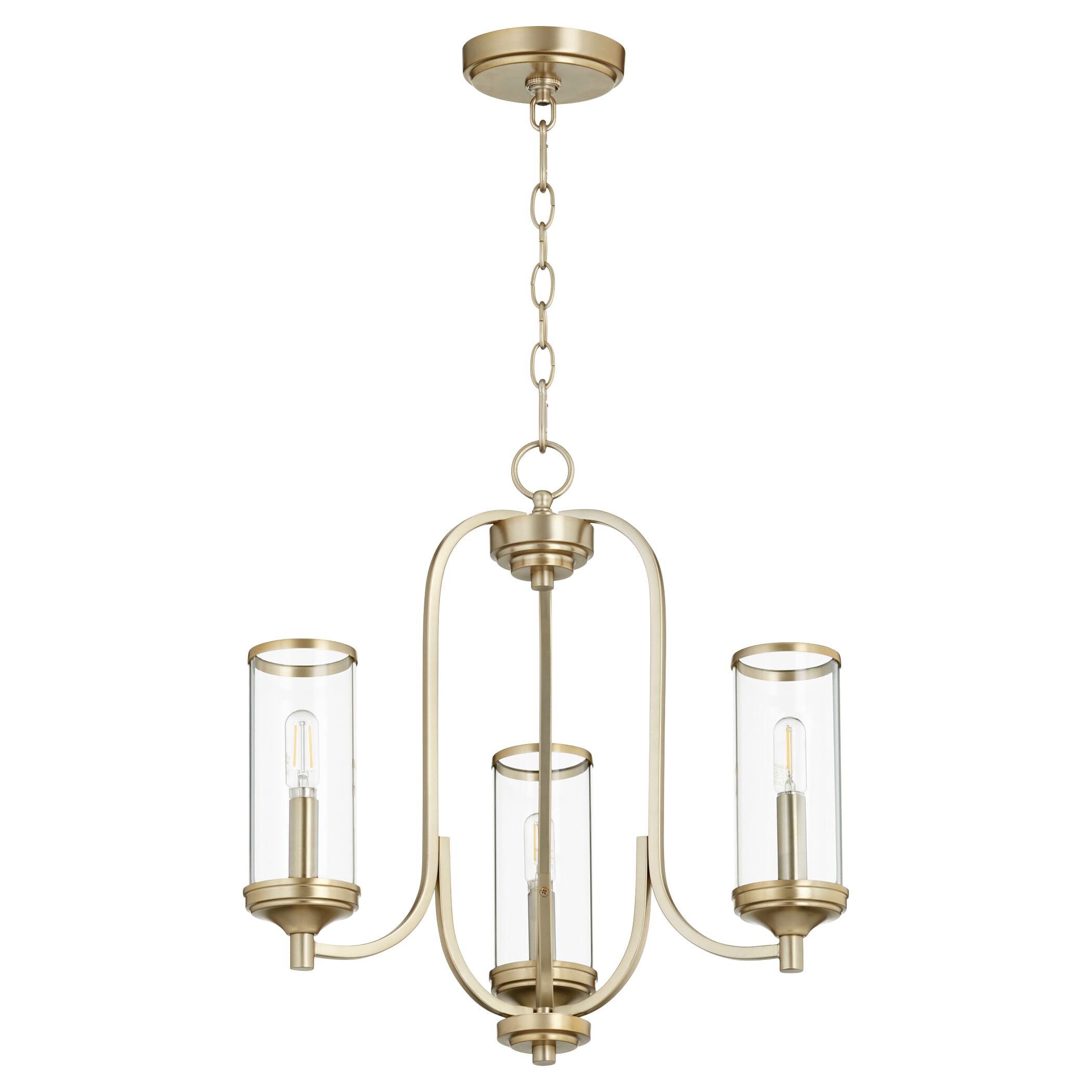 Quorum Collins 3-Light 19" Transitional Chandelier in Aged Brass