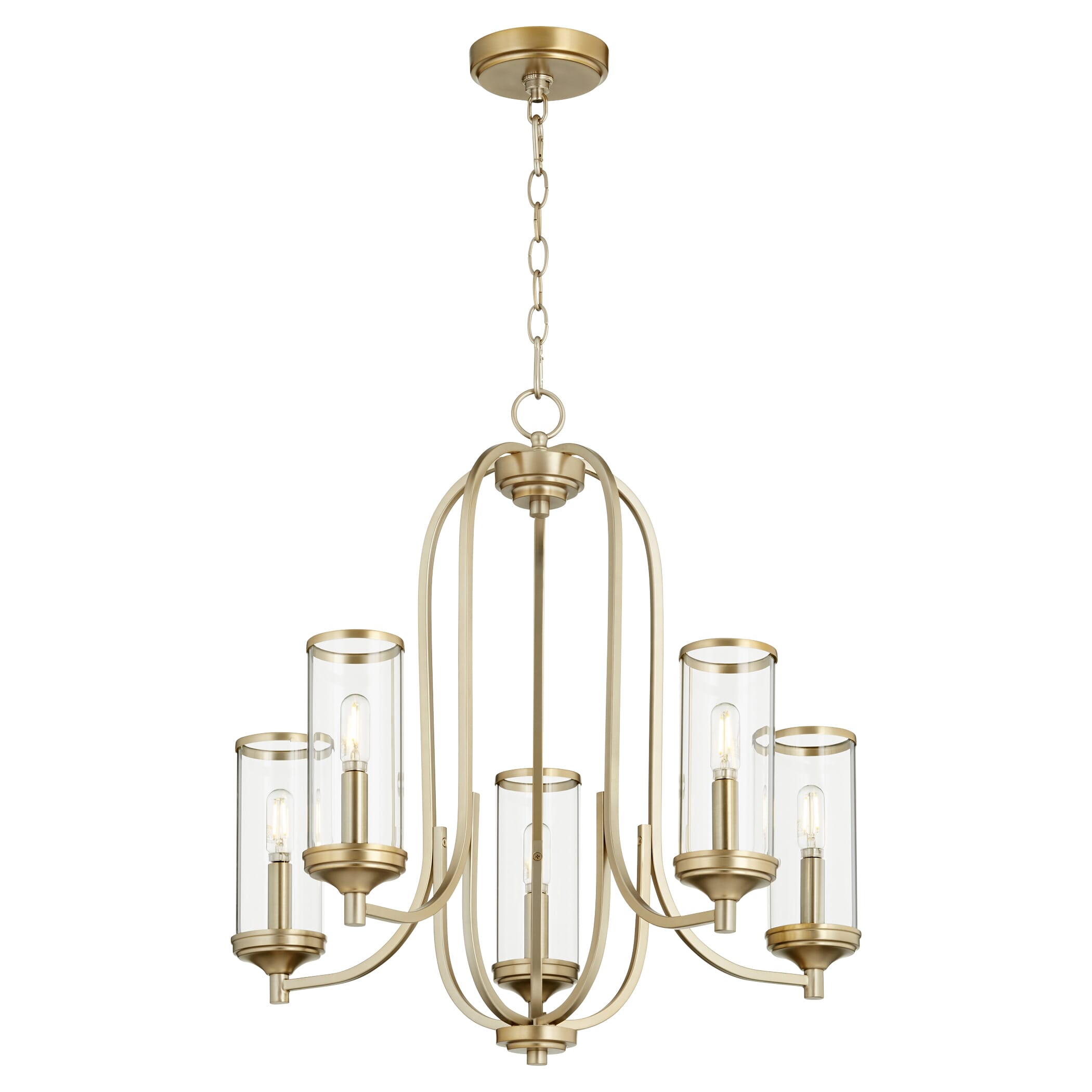 Quorum Collins 5-Light 25" Transitional Chandelier in Aged Brass