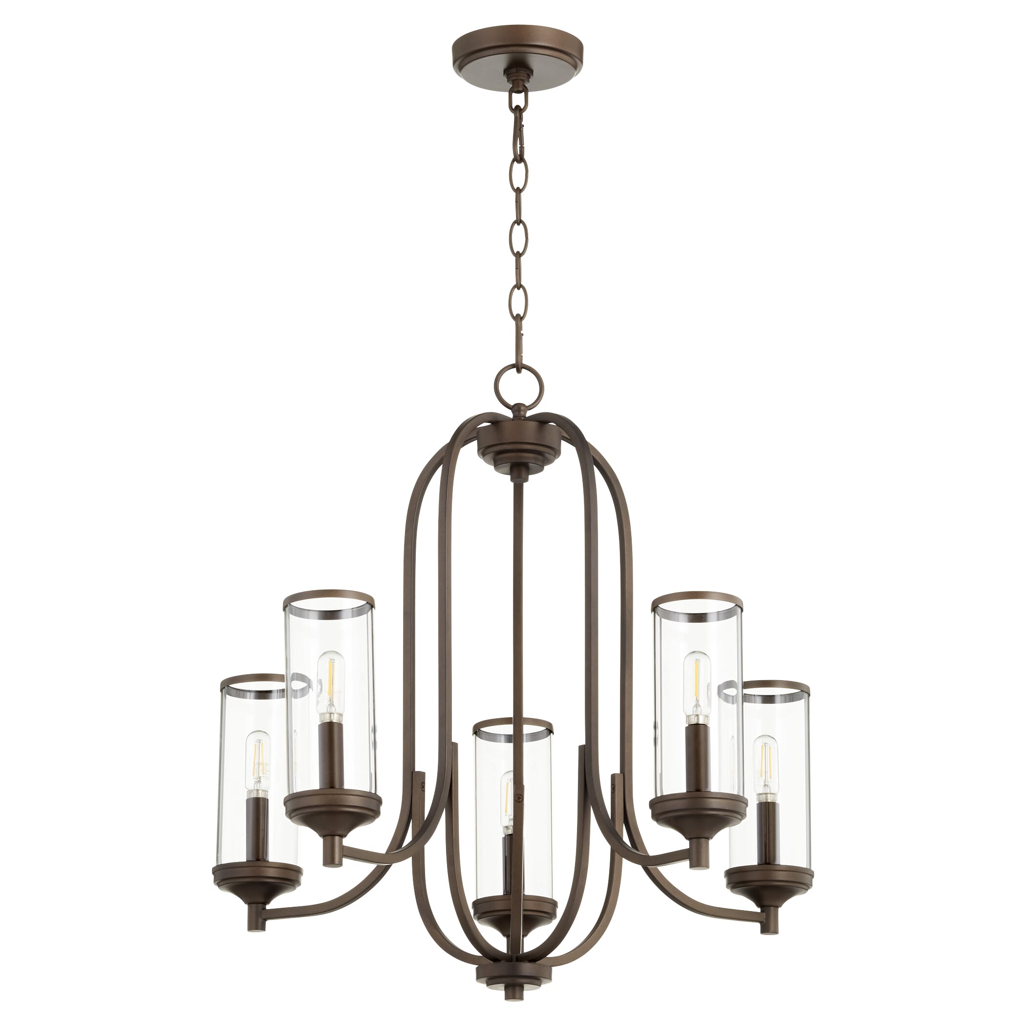 Quorum Collins 5-Light 25" Transitional Chandelier in Oiled Bronze