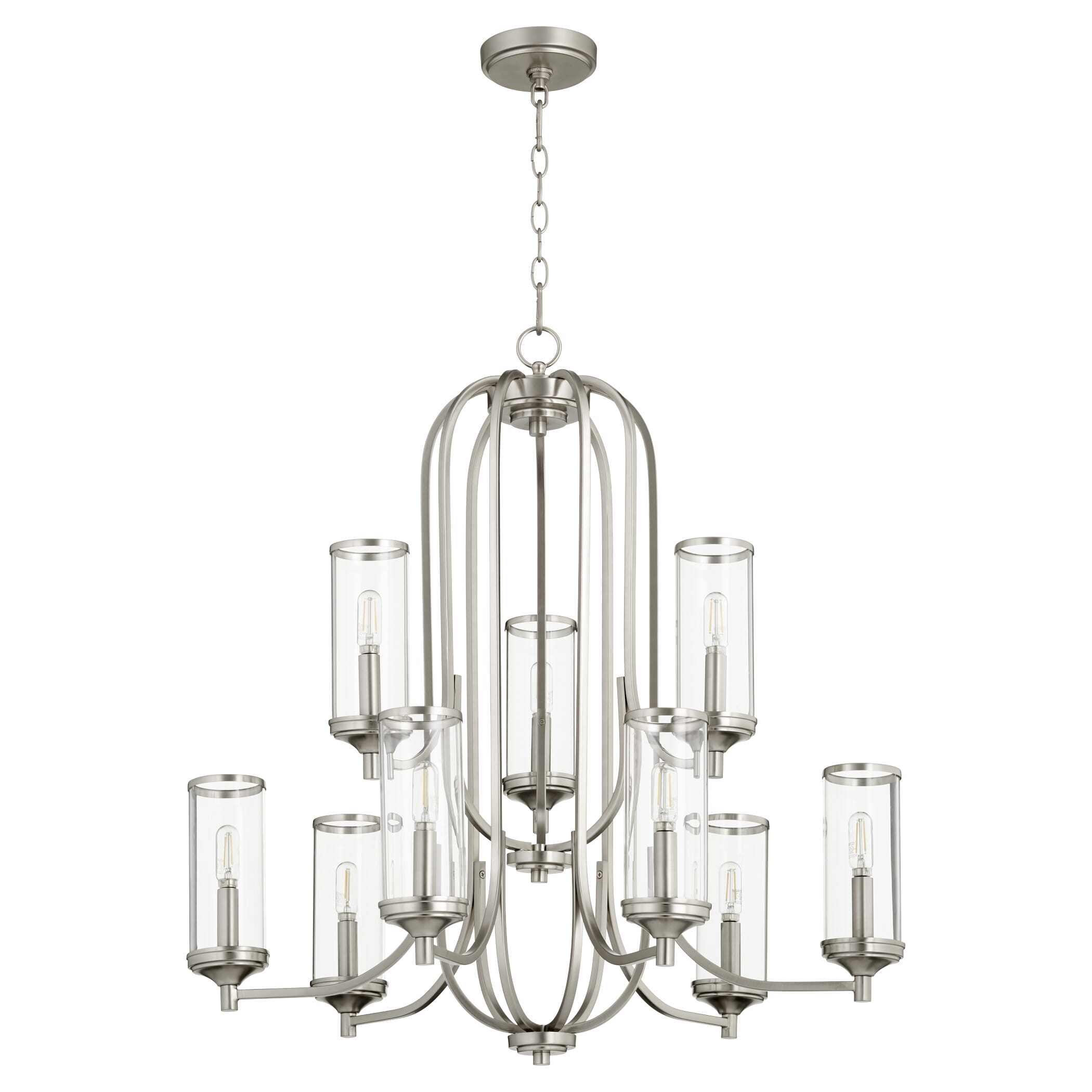 Quorum Collins 9-Light 31" Transitional Chandelier in Satin Nickel