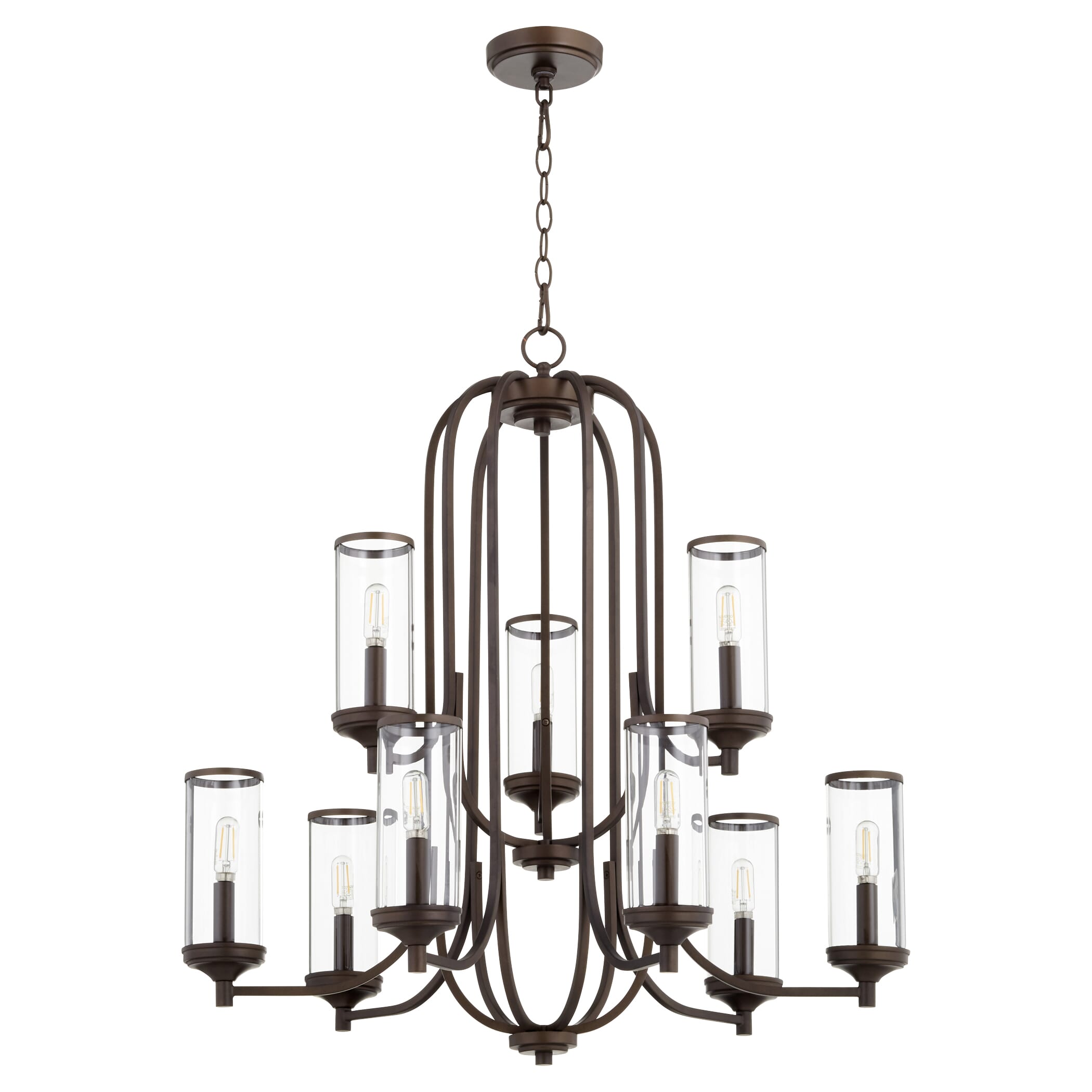 Quorum Collins 9-Light 31" Transitional Chandelier in Oiled Bronze