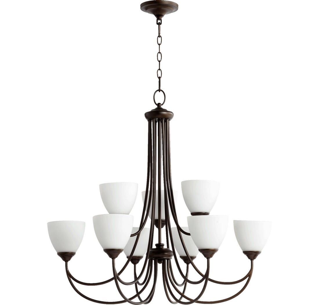 Quorum Brooks 9-Light 32" Transitional Chandelier in Oiled Bronze