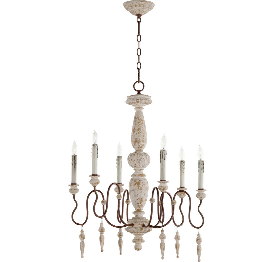 Quorum La Maison 6-Light 30" Traditional Chandelier in Manchester Grey with Rust Accents