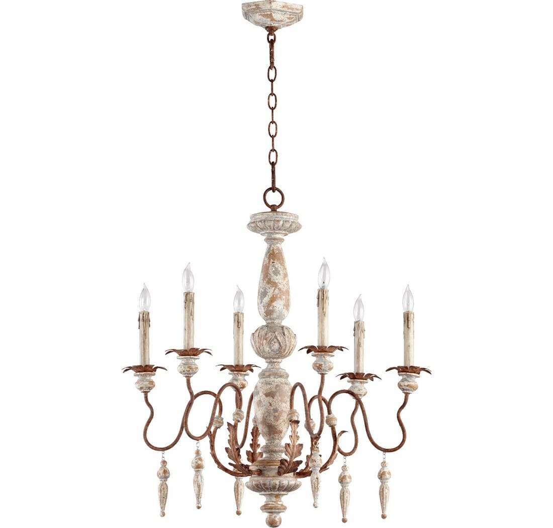 Quorum La Maison 6-Light 30" Traditional Chandelier in Manchester Grey with Rust Accents