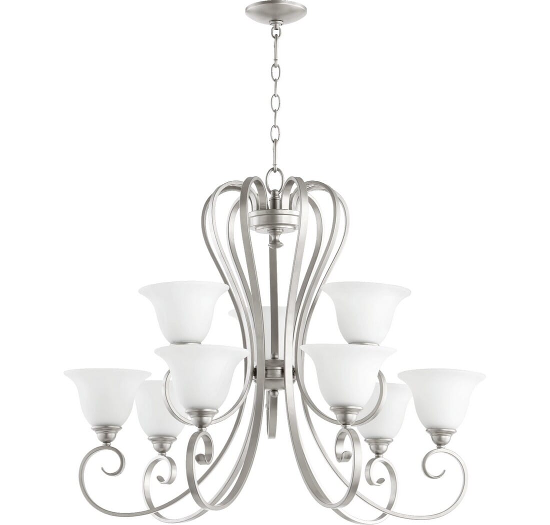 Quorum Celesta 9-Light 28" Transitional Chandelier in Classic Nickel