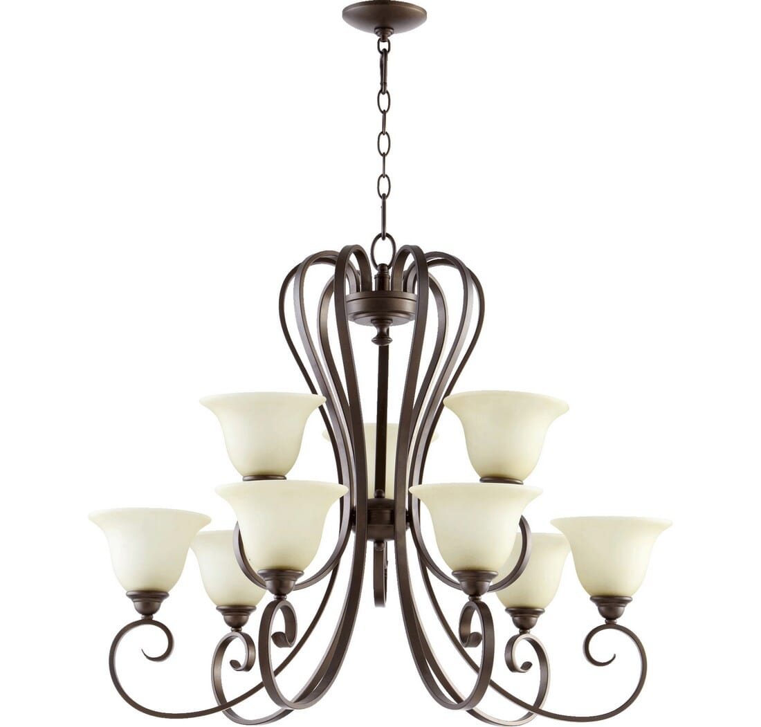 Quorum Celesta 9-Light 28" Transitional Chandelier in Oiled Bronze