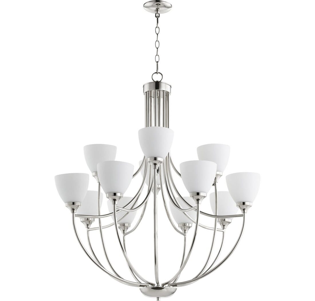 Quorum Enclave 12-Light 38" Transitional Chandelier in Polished Nickel