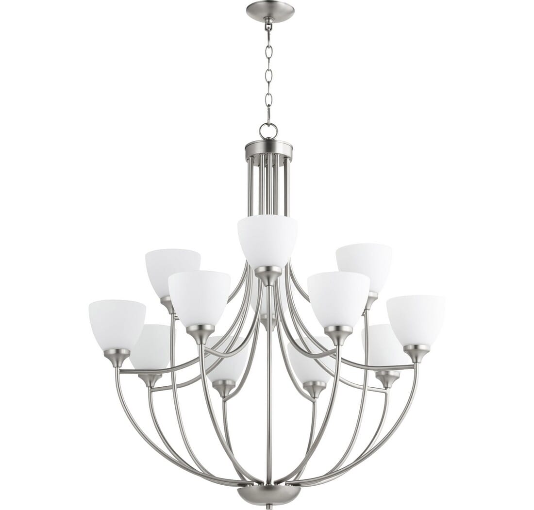 Quorum Enclave 12-Light 38" Transitional Chandelier in Satin Nickel