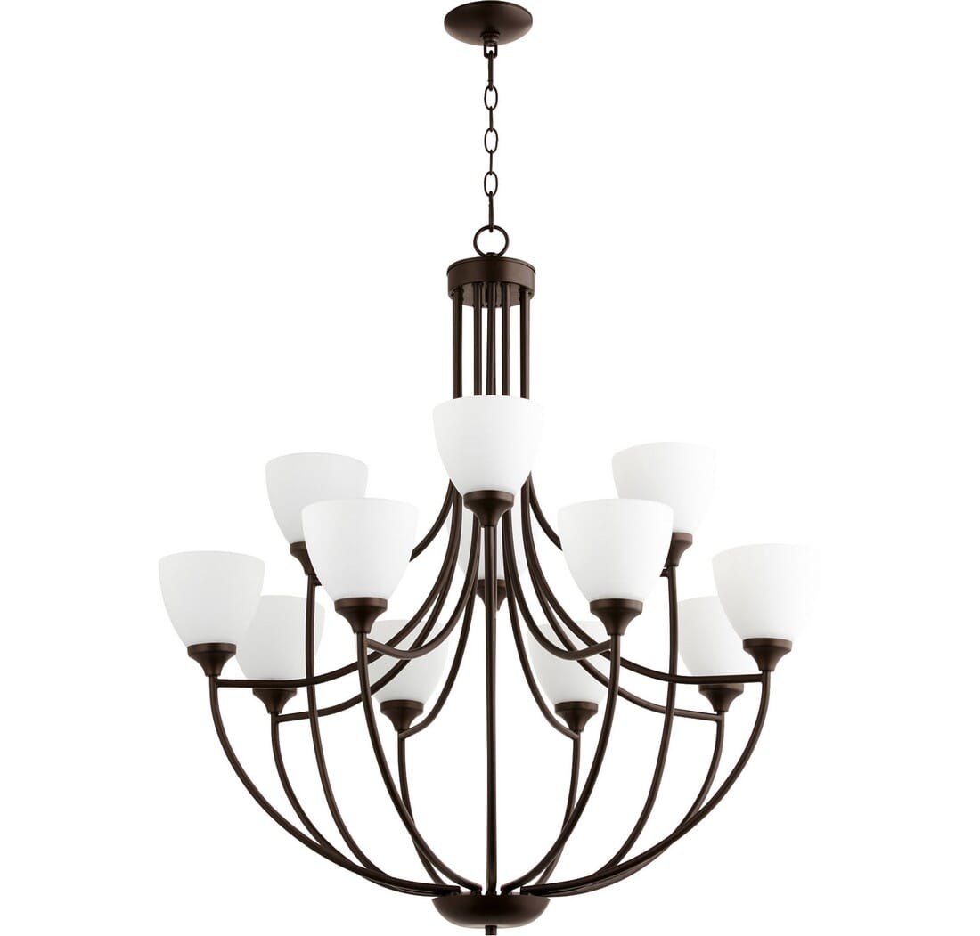 Quorum Enclave 12-Light 38" Transitional Chandelier in Oiled Bronze