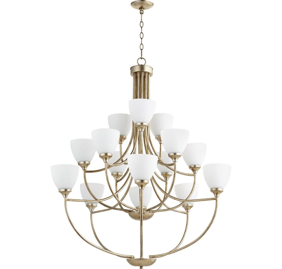 Quorum Enclave 15-Light 44" Transitional Chandelier in Aged Silver Leaf