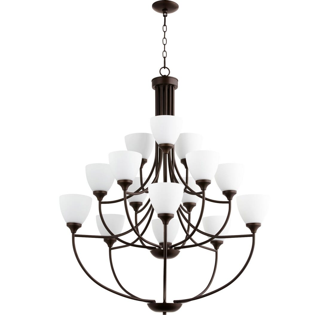 Quorum Enclave 15-Light 44" Transitional Chandelier in Oiled Bronze