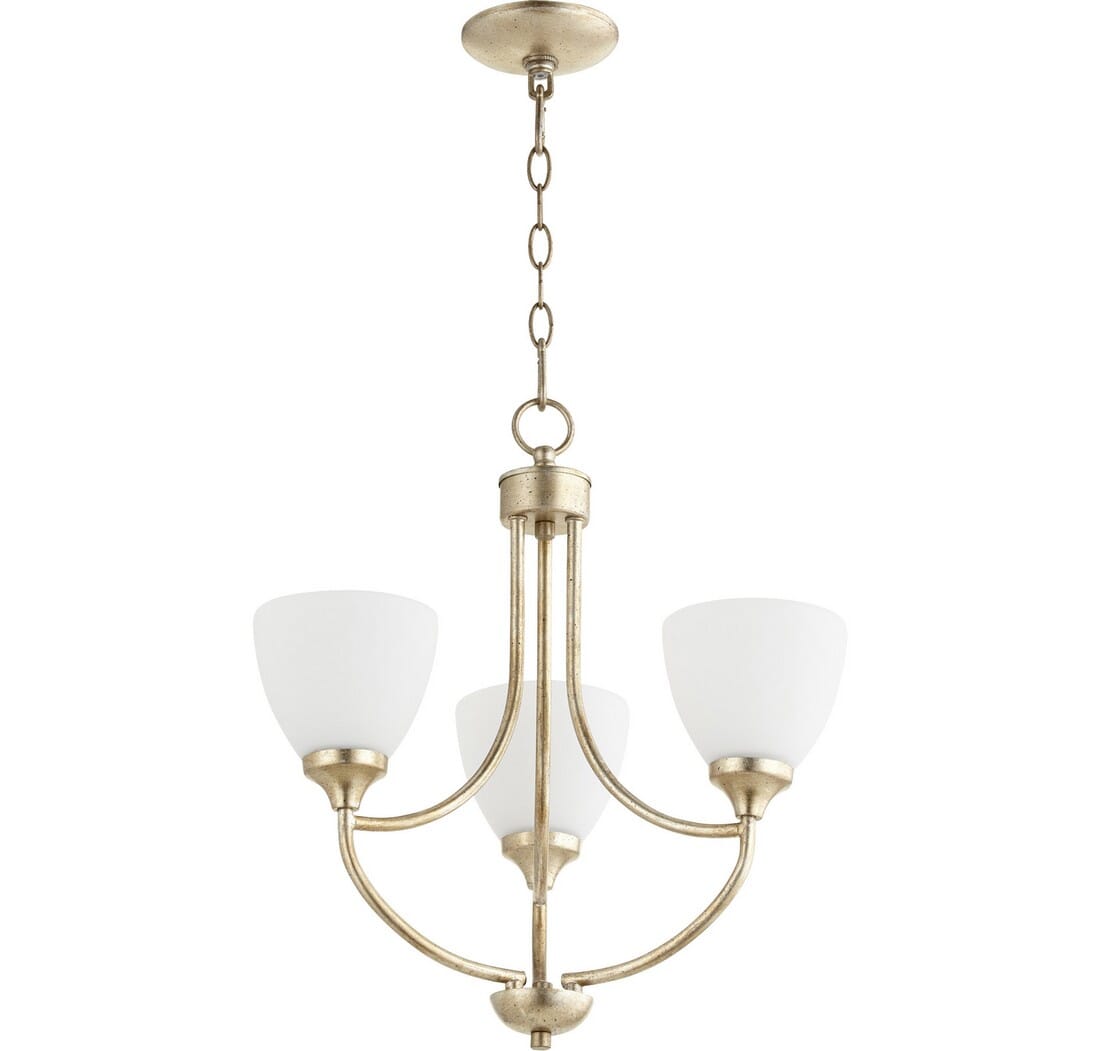 Quorum Enclave 3-Light 21" Transitional Chandelier in Aged Silver Leaf